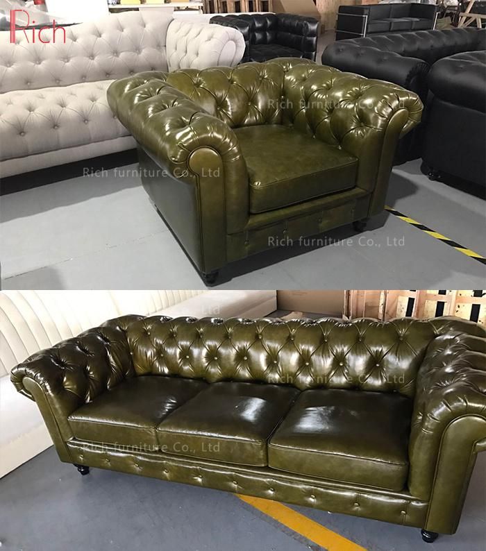 New Design Vintage Leather Chesterfield Leisure Sofa for Living Room