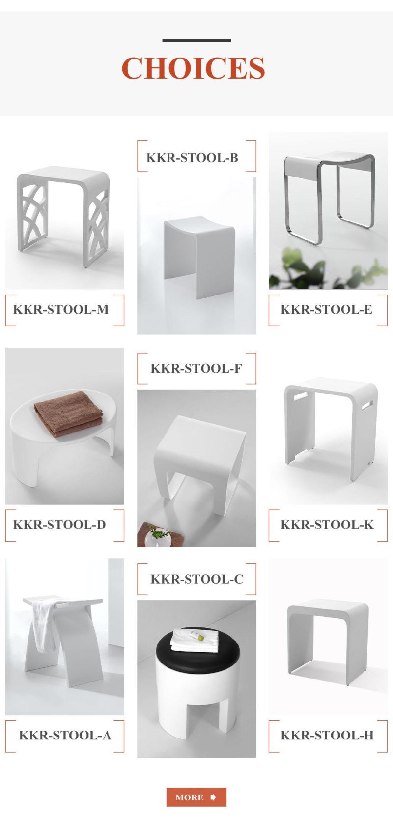 China High Quality Solid Surface Anti-Slip Stone Bathroom Stool