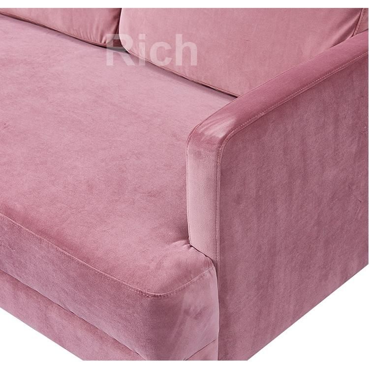 Pink Fabric Living Room Furniture Sofa Velvet Modular Corner Couch