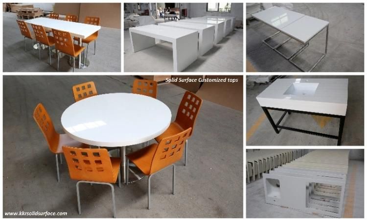 Corian Stone 2 Seater or 4 Seater Fast Food Dining Tables and Chairs for Restaurant or Coffee