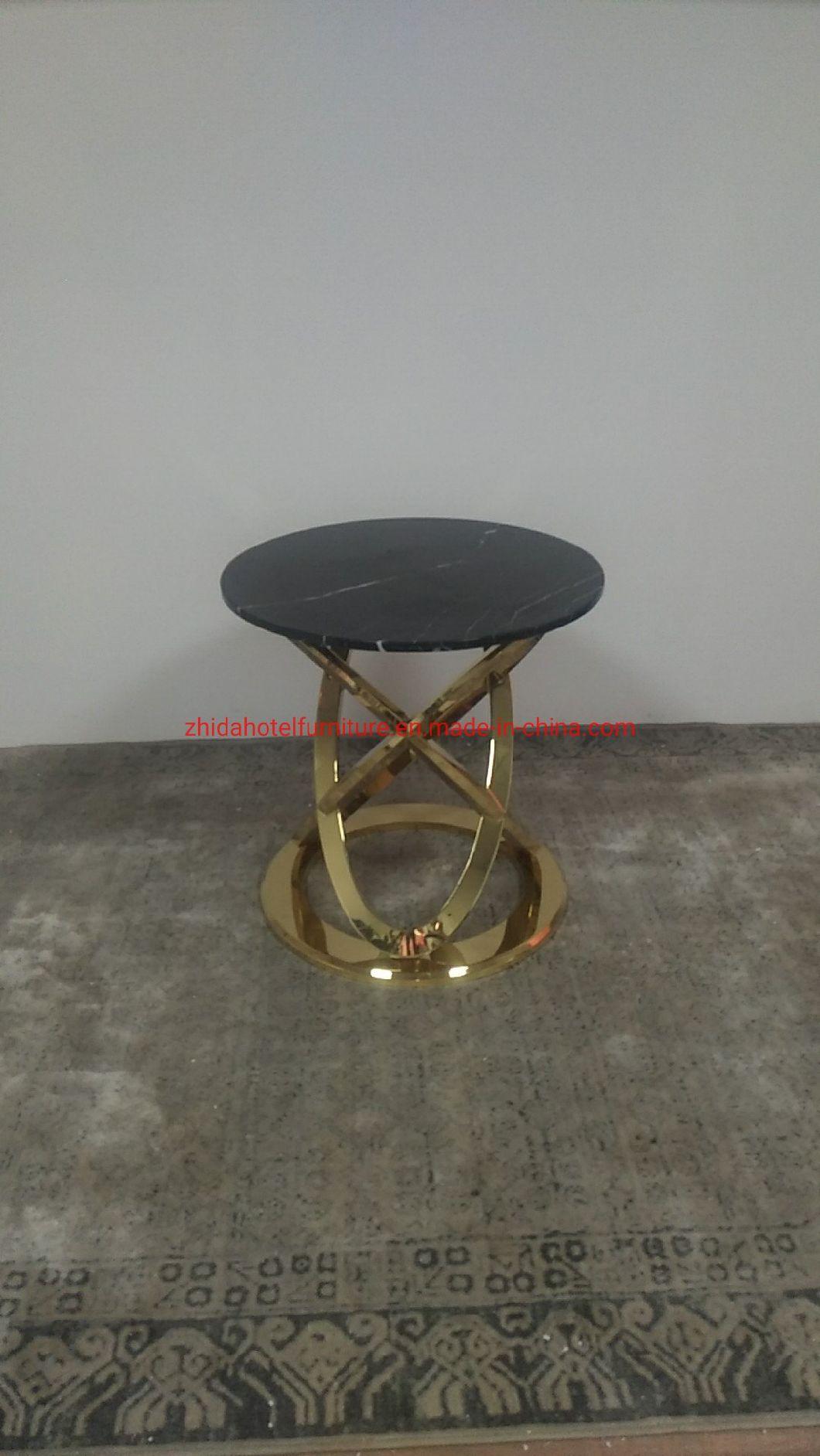 Marble Modern Living Room Round Stainless Steel Coffee Table