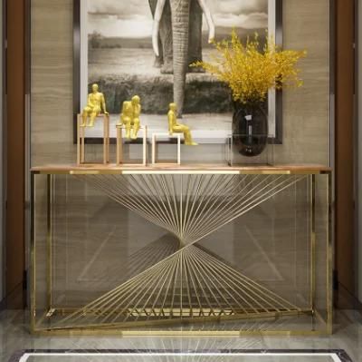 Glass Console Table Gold Modern Style for Living Design