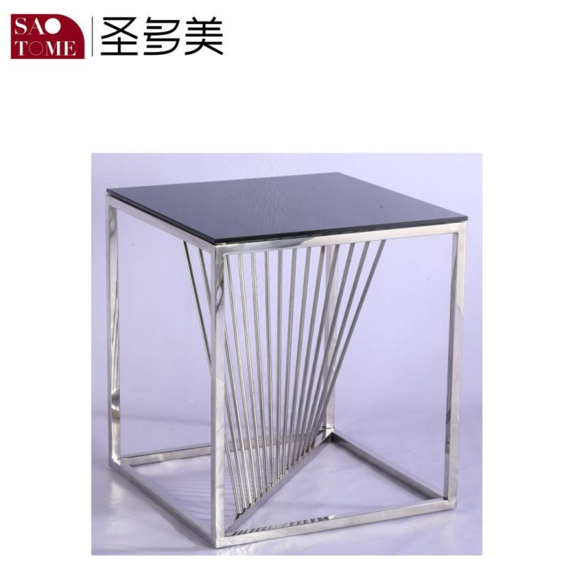 Modern Simple Living Room Furniture Glass Stainless Steel Small Round End Table