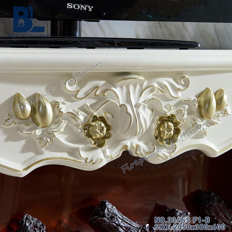 Good Quality Ornately Carved Italian Statuary Marble Electric Fireplace Surround TV Stand Cabinet Console 334ss