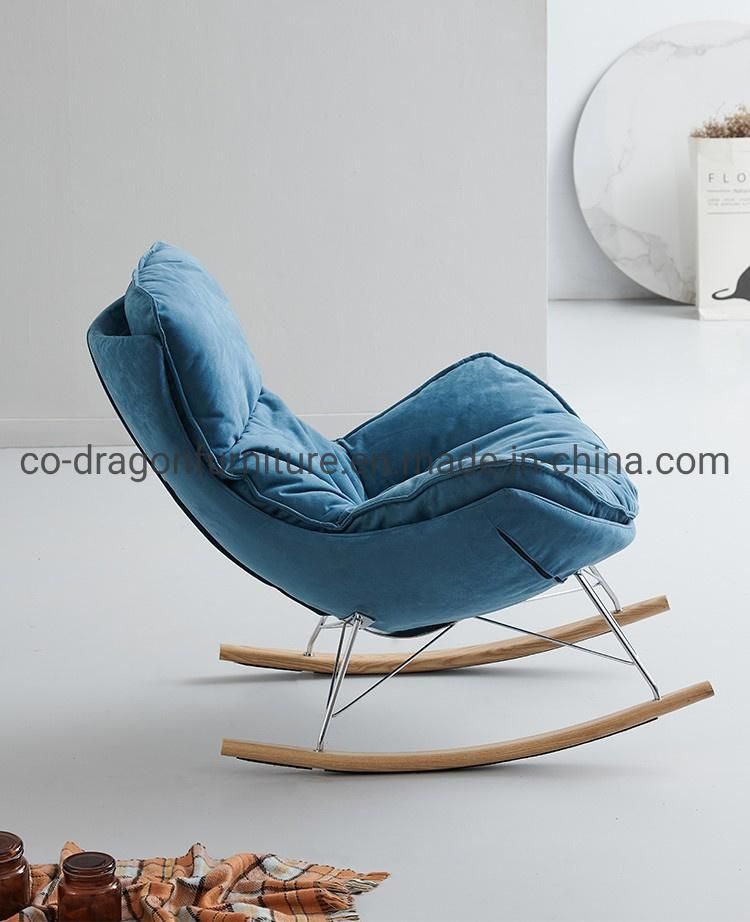 Leisure Wooden Legs Fabric Rocking Chair for Living Room Furniture