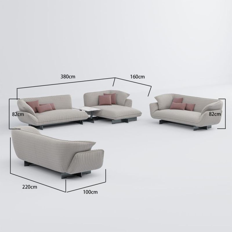 Factory Direct Sale Modern Sectional 1+2+3 Furniture Sets Leisure Fabric Sofa with Chaise