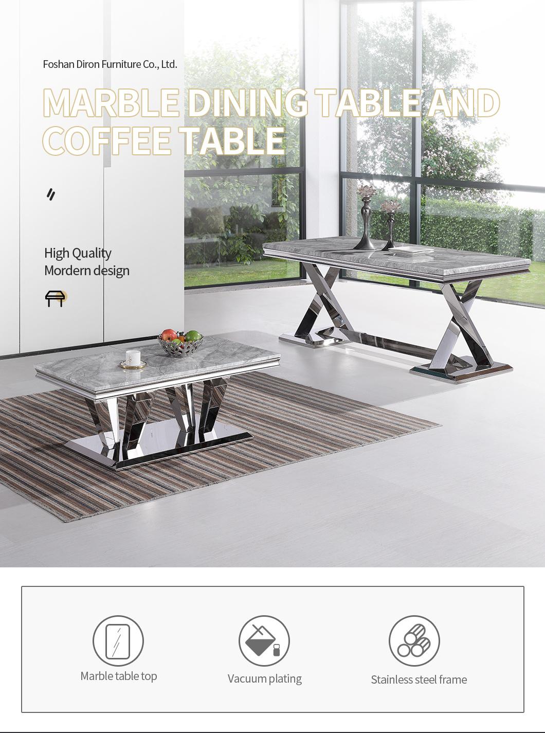 Cheap Price High Quality Coffee Round Marble Dining Tea Table with 304 Stainless Steel Gold Legs