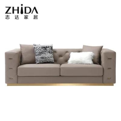 Newest Characteristic Tufted Leather Sofa 3/2/1 Seathers Luxury Villa Sofa Living Room Comfort Couch