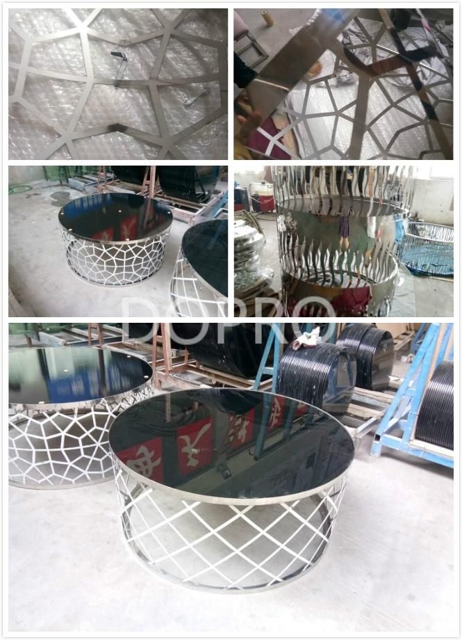 Laser Cutting Side Table with Marble or Glass Top