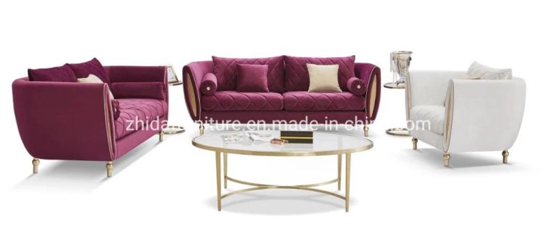 Luxury Classic Living Room Furniture Fabric Sofa with Gold Feet