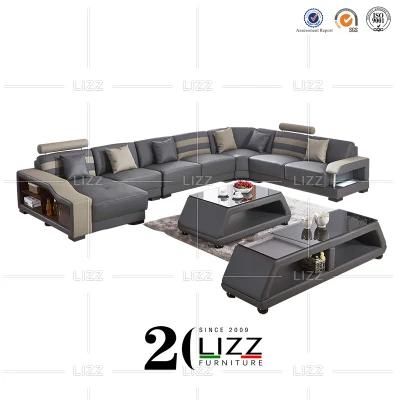 Sectional Corner U Shape Living Room Home Genuine Leather Sofa