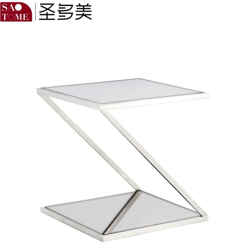 Modern Simple Living Room Furniture White or Black Faced Glass End Table