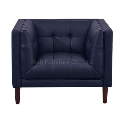 Cheap Contemporary Foshan Home Furniture Leather Upholstery Blue Couch Modern Sofa Set