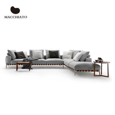 Italian Style Super Comfort Villa Use Sectional Sofas 4/3 Seaters Straight Shape Couch Sofa with Good Smell Feather Down Filling