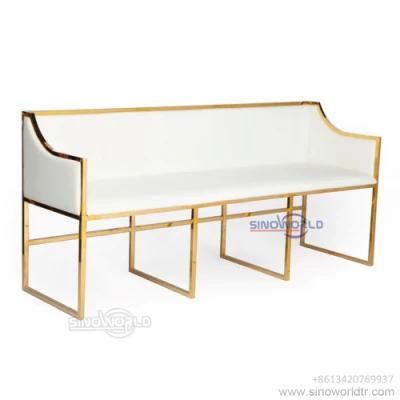 Living Room Furniture Golden Luxury Stainless Steel 3 Seaters Sofa