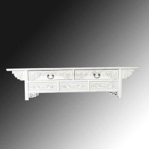 Antique Chinese Soid Wood Furniture White Lacquer TV Unit