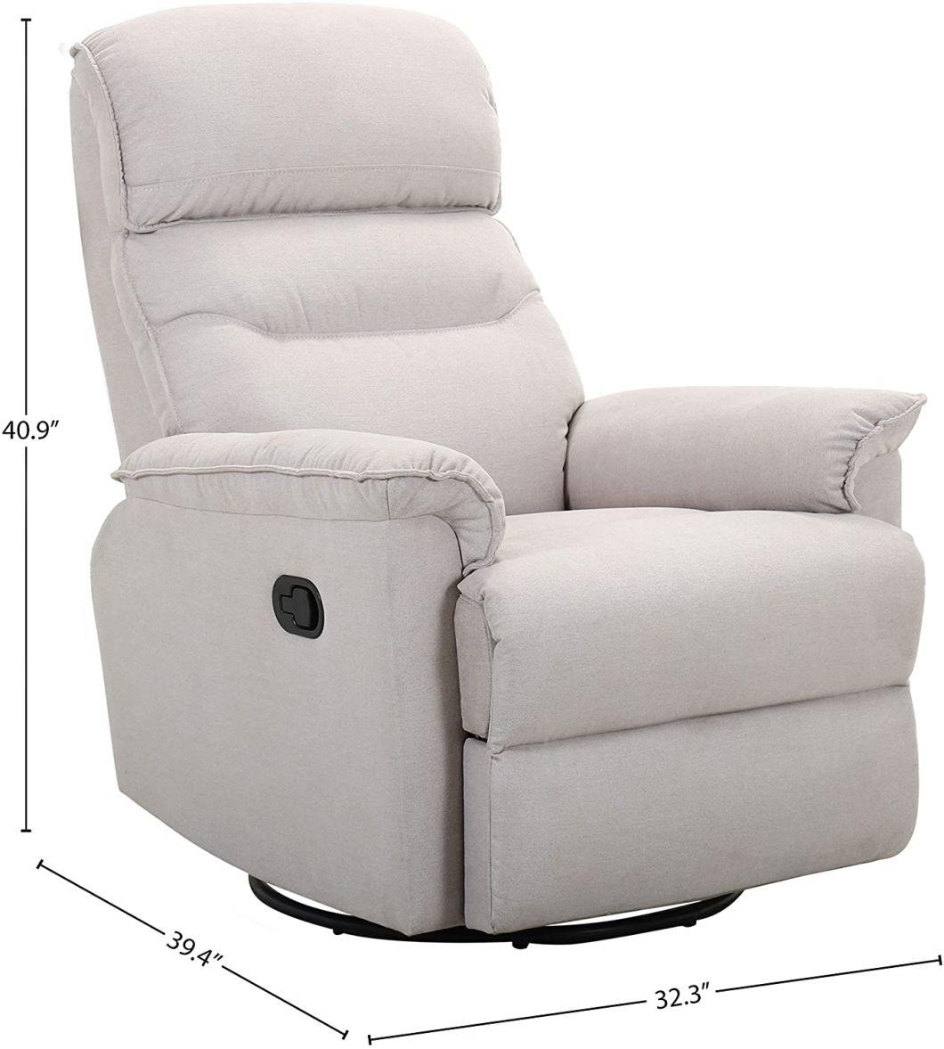 Jky Furniture Fabric High Adjustable Rock and Swivel Manual Recliner Chair with Huge Loading Quantity