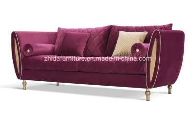 Luxury Classic Living Room Furniture Fabric Sofa with Gold Feet