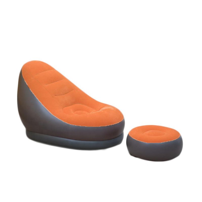 PVC Home Suede Inflatable Sofa with Footstool