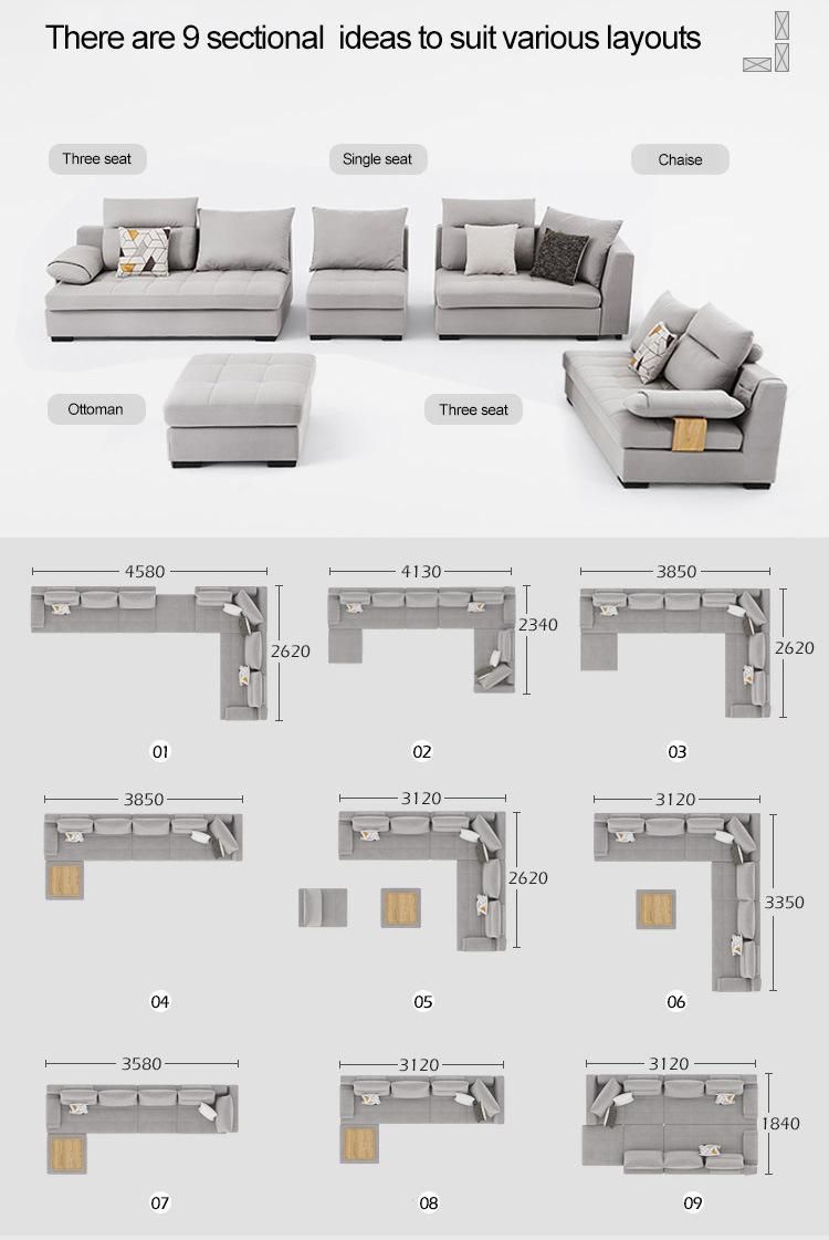 Linsy Sectional China Furniture Wooden Fabric Sofa Set 996