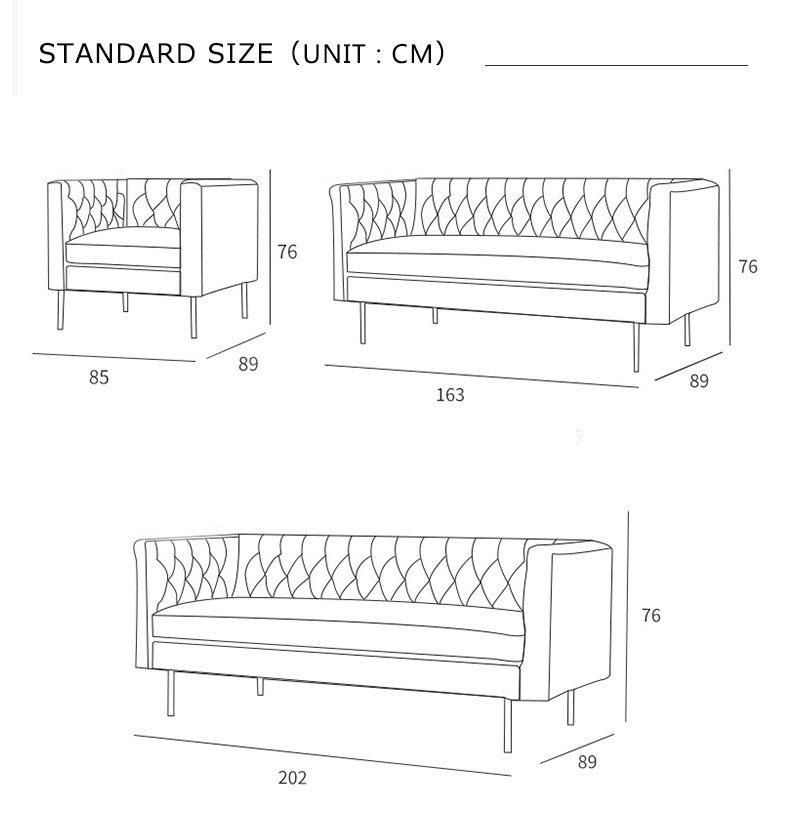 Apartment Chesterfield Modern Design Genuine Leather Sofa Couch