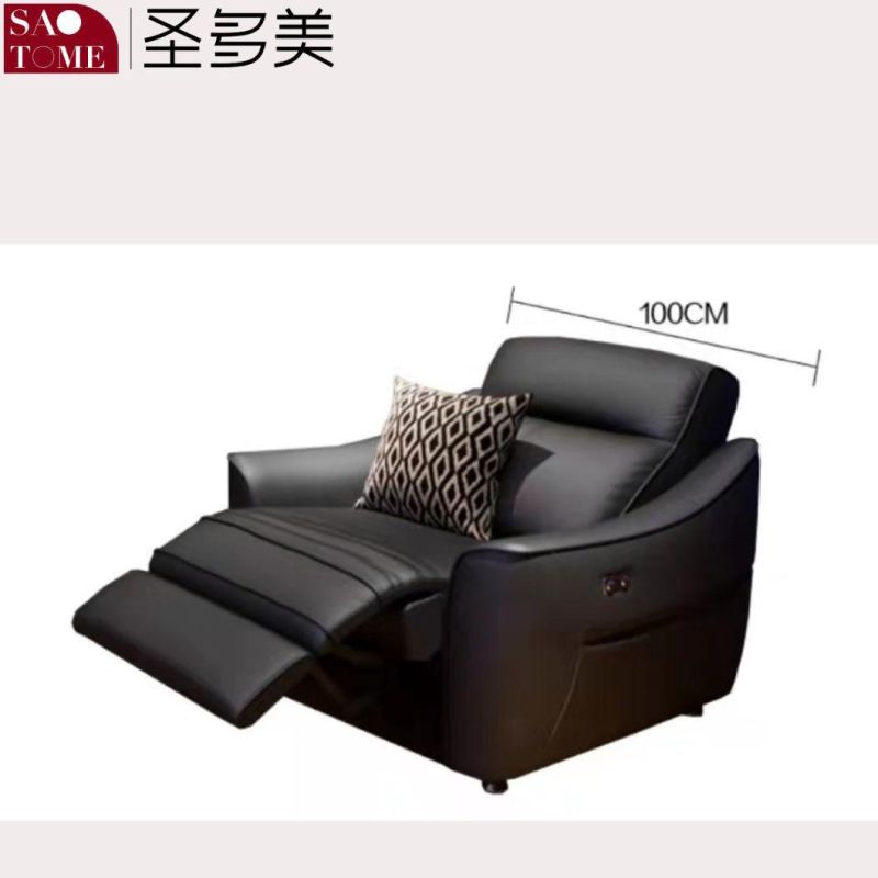 Modern Comfortable Private Theater Leather Double Armrest Unit Retractable Functional Sofa