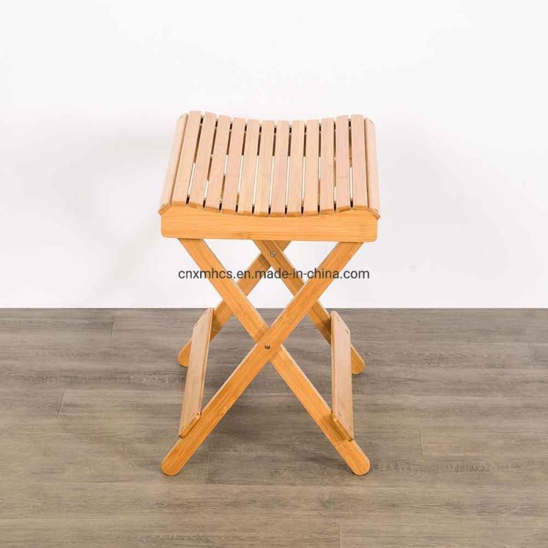 Manufacturing Portable Folding Bamboo Stool Wood Shower Bathroom Furniture Foot Step Stool for Picnic Garden