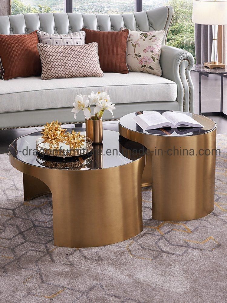 Modern Luxury Marble Top Double Coffee Table for Home Furniture