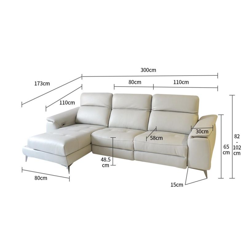 Italian Style Furniture L Shape Leather Home Living Room Office Executive Sofa