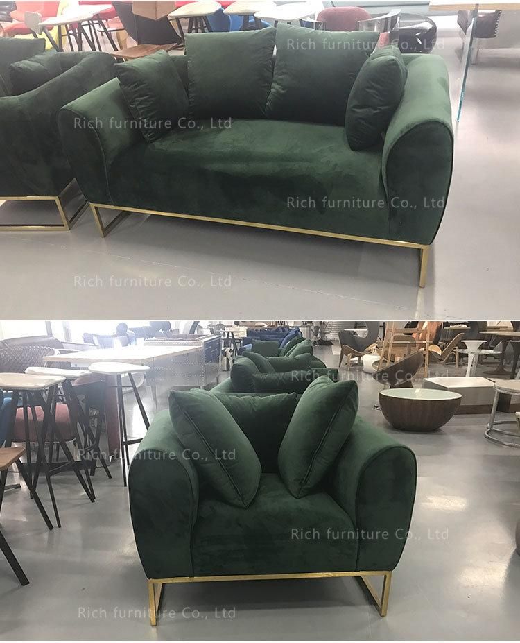 Metal Legs Couch Modern Furniture Green Fabric Sofa