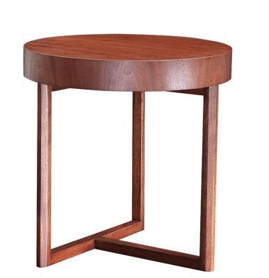 Small Round Table Side Table with Walnut Wood