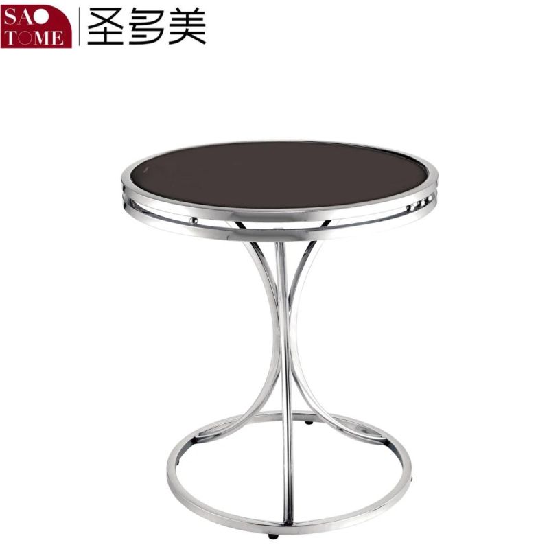 Modern Hot Selling Hotel Living Room Furniture Black Glass Two-Story Small Round End Table