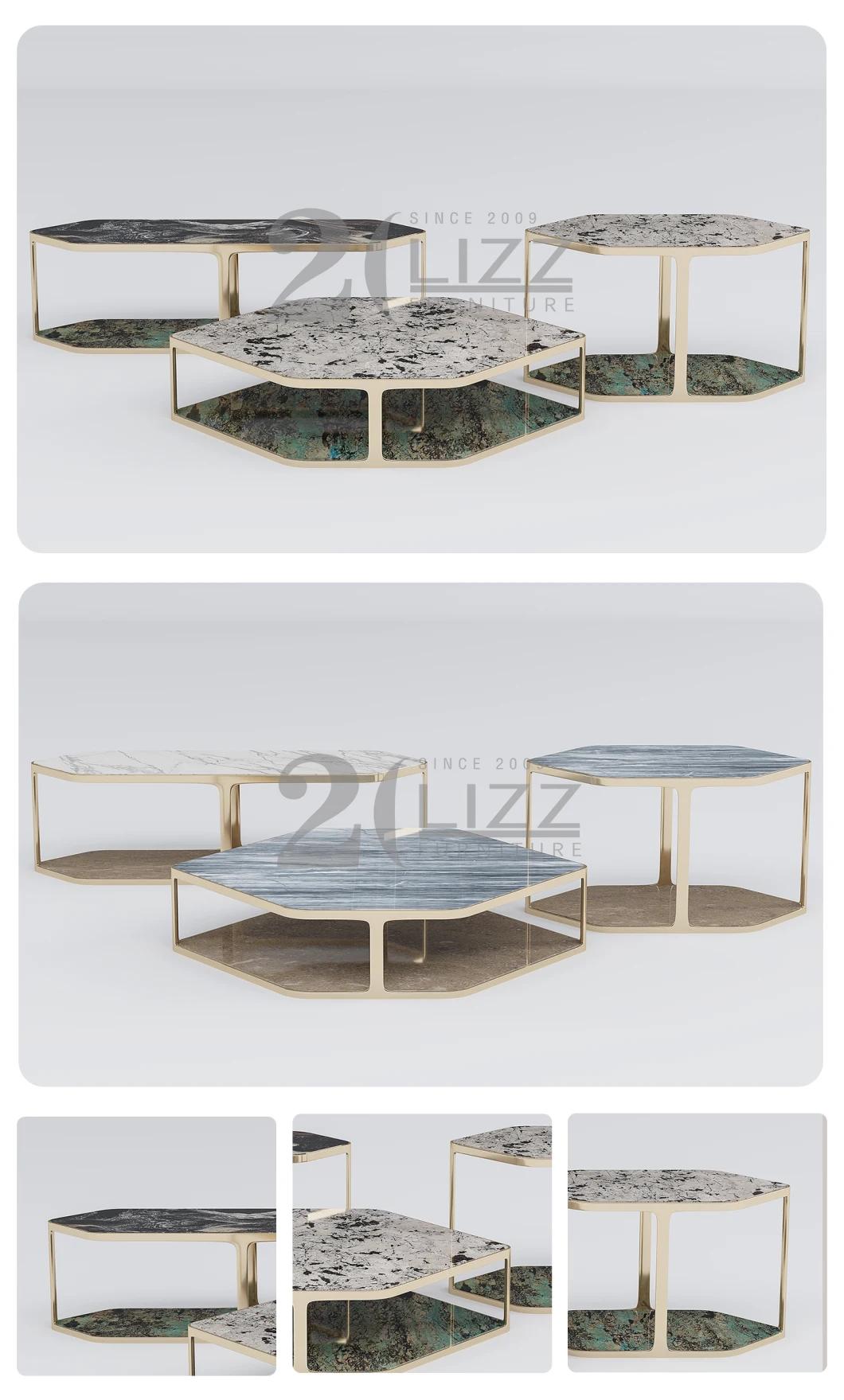 Factory Directly Wholesale Home Furniture Modern Design Dining Room Furniture Marble Glass Top Coffee Table