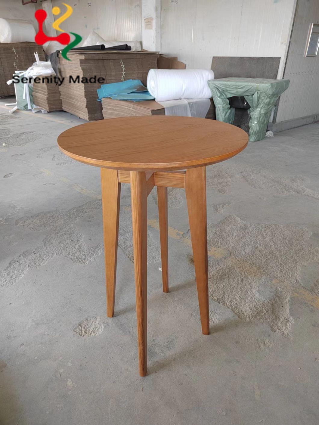 Nordic Style Home Furniture Restaurant Hotel Lounge Coffee Shop Cafe Wood Round Coffee Side End Table with Four Legs