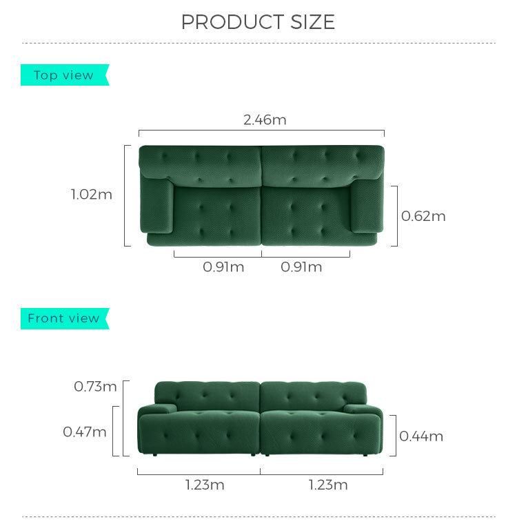 Linsy Modern Style Big Green Gray Button Fabric Living Room Sofa Tbs005