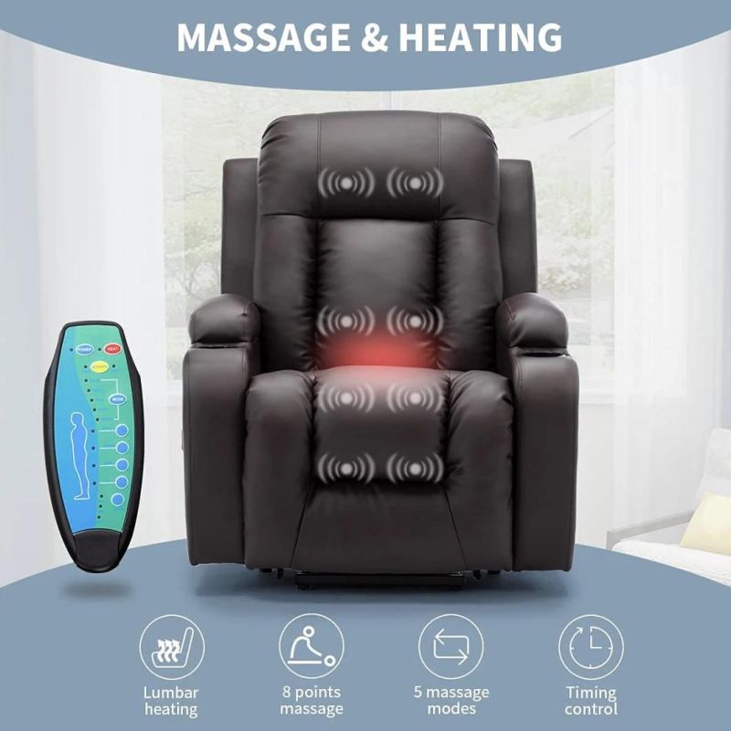 Jky Furniture Air Leather Power Electric Lift Chair Reclining with Massage Function