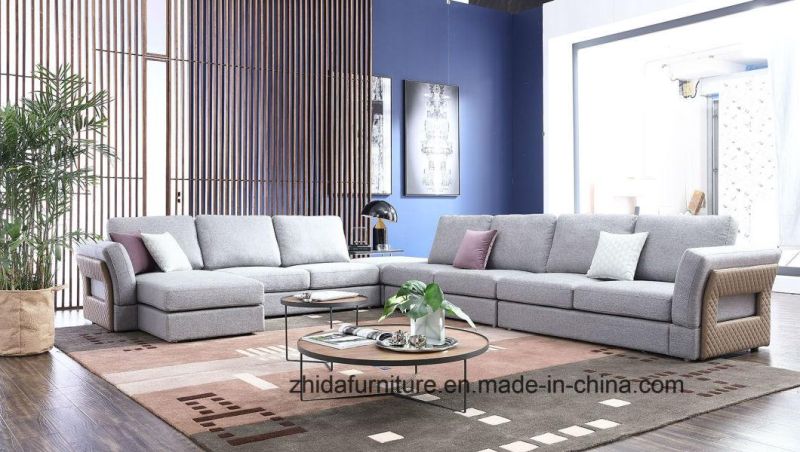 Home Furniture Big Sectional Sofa Fabric Sofa Set with Ottoman