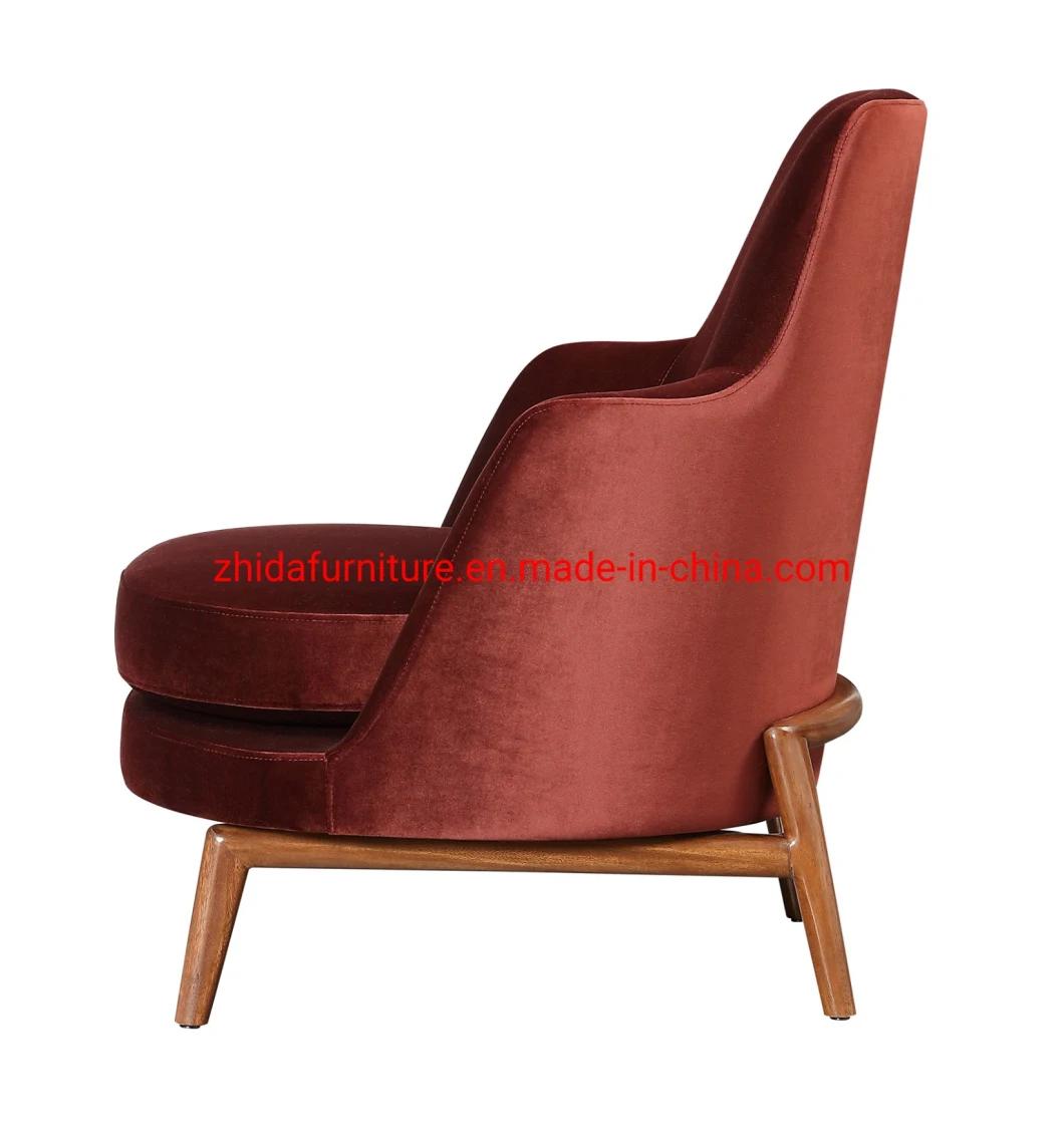 Modern Furniture Red Fabric Hotel Home Living Room Arm Chair