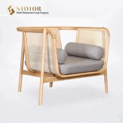 Modernl Design Hotel Furniture Wooden Rope Frame Sofa with Cushions