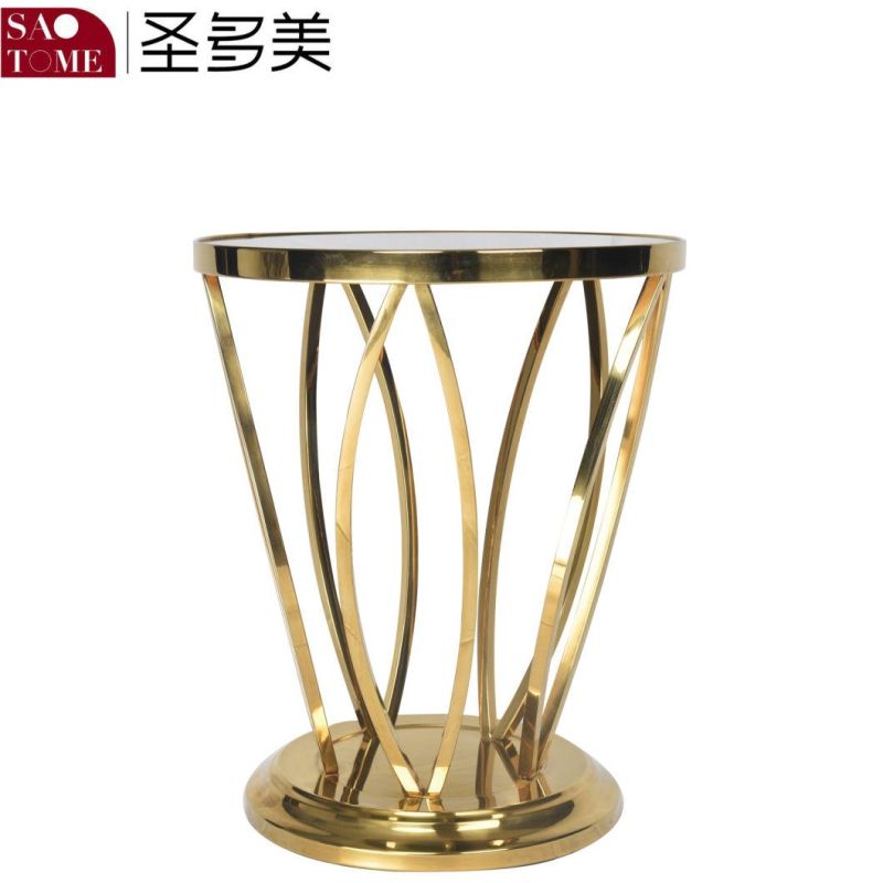 Modern Living Room Stainless Steel Black Glass End Table