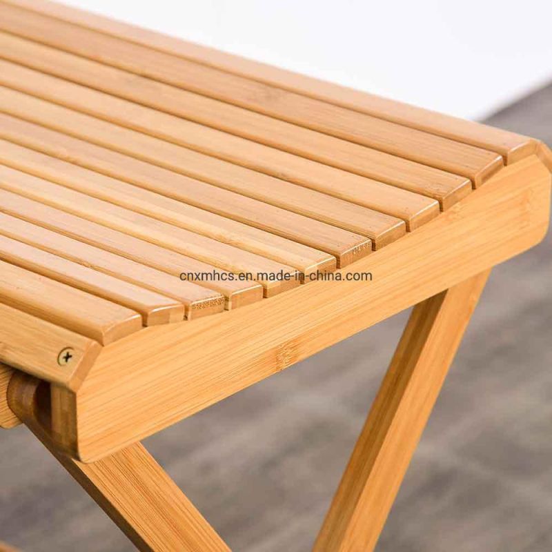 Manufacturing Portable Folding Bamboo Stool Wood Shower Bathroom Furniture Foot Step Stool for Picnic Garden