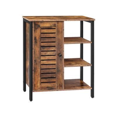 Rustic Brown with Open Shelves Home Storage Side Cabinet 0233