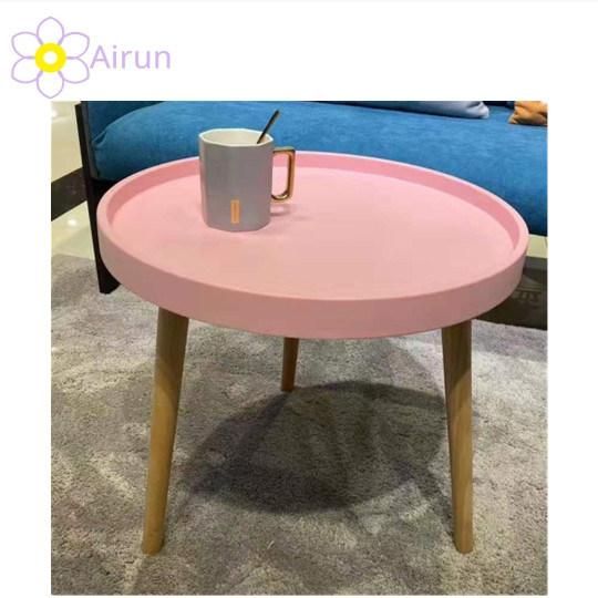 Factory Cheap Price Scandinavian Modern Wooden Side Table Tea Table for Living Room Round Tray Coffee Table with Solid Wood Leg