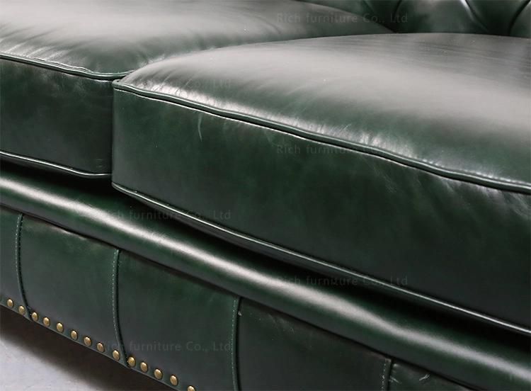 Home European Size Designer Replica Classic Antique Retro Genuine Leather PU Couch Living Room Furniture Chesterfield Sofa Hotel Office Leisure Sofa