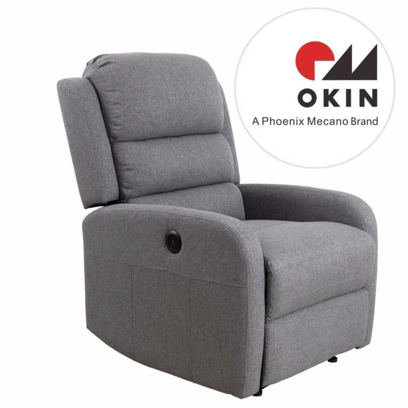 Jky Furniture Fabric Power Recliner Chair with Okkin Motor and USB Charger