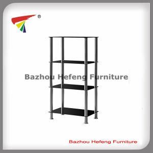 4-Tier Black Metal Glass Side Table Corner Table (C39)