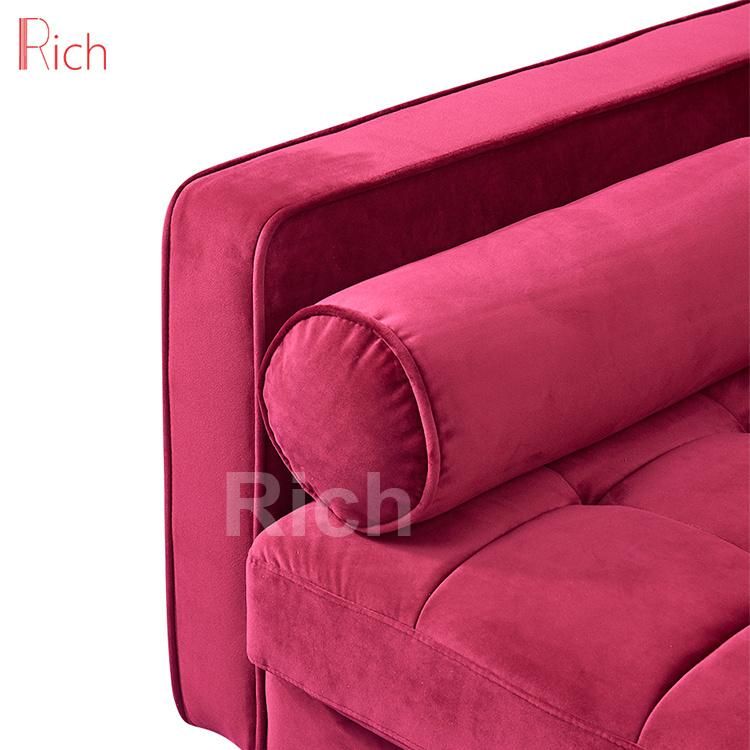 Modern Fabric Canape Home Furniture Single Red Velvet Sofa for Hotel