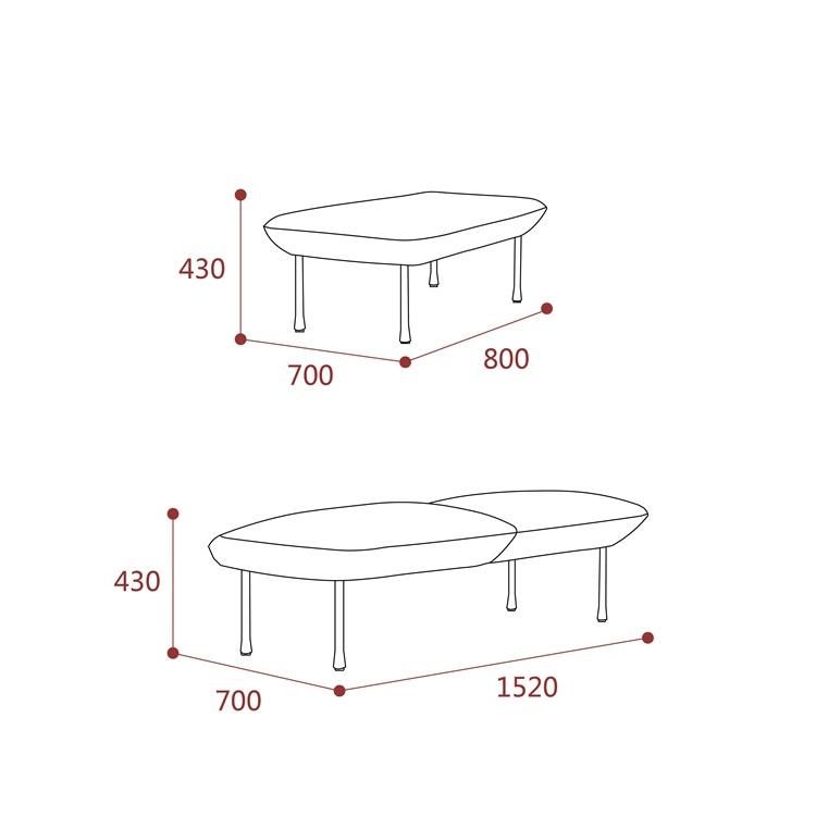 Double Seat Fabric Bedroom Furniture Ottoman Stool Bench