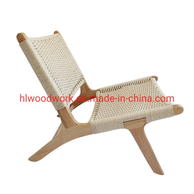 Saddle Chair Ash Wood Frame Natural Color with Woven Rope Without Arm Dining Chair