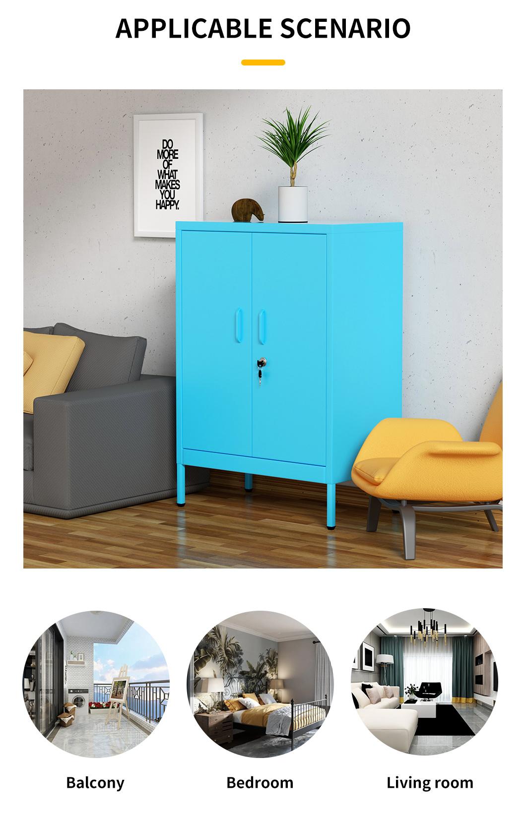 Metal 2 Door Cupboard Home Furniture Cheap Sideboard Side Storage Cabinet for Sale